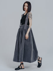 Stylish Roomy Pleated Split-Joint Gray Skirt