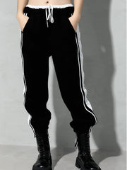 Elastic Waist Sports Overalls Cropped Pants