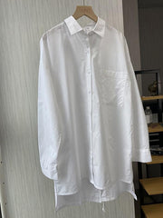 White Backless Lace-Up Loose Shirt