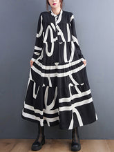 Loose Striped Long Sleeve Shirt Maxi Dress