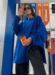 Asymmetrical Split Loose Sweatshirt With Holes