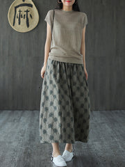 Women Retro Loose Elastic Waist Skirt