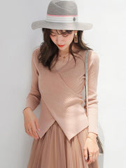 Solid Cross V-Neck Cropped Knitting Sweater