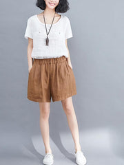 Casual A-line Linen Shorts