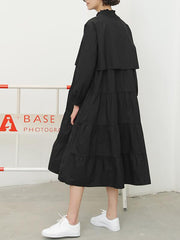 Solid Color Loose Pleated A-Line Dress