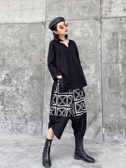 Irregular Design Casual Printed High-Waist Pants