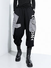 Splicing Print Casual Elastic Waist Pants