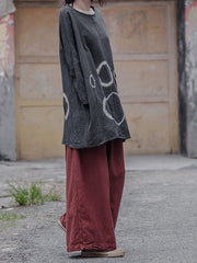 Women Round Neck Tie Dye Loose Pullover T-Shirt