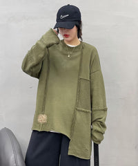 Rough Stitching Irregular Loose Hoodie