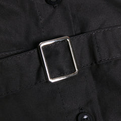 Women Lapel Solid Color Long Sleeve Loose Dress