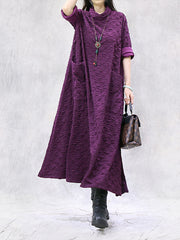 Vintage Textured Loose Casual Dress