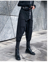 Black Solid High Waist Harem Pants