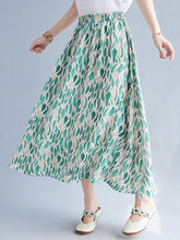 Leaf Printed Elastic Waist Skirt