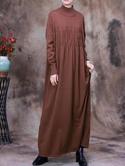 Pleated Knitted Loose Midi Dress