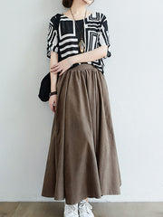 Women Solid Color Loose Skirt