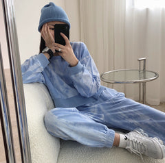 Round Neck Short Long Sleeve Printed Sweatshirt