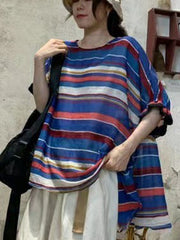 Leisure Loose Summer Thin Striped T-Shirt