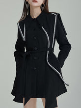 Asymmetric Buttoned A-Line High Waisted Lapel Mini Dresses