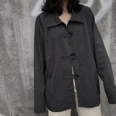 Women Retro Striped Loose Shirt