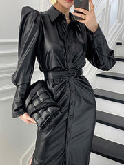 Casual Single-Breasted Slit Dresses