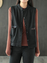 Vintage Solid Stand Collar Vest