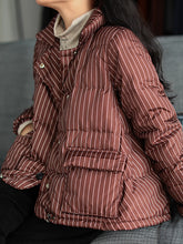 Women Striped Loose Long Sleeve Coat