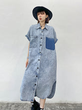 Distressed Short Sleeve Straight Loose Fitting Slim Dress