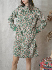 Retro Diagonal Single-Breasted Midi Dress