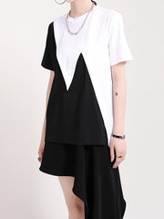 Irregular Color Matching Short Sleeve T-Shirt