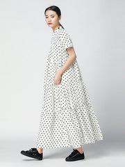 Vintage Polka-Dot Loose Tiered Cake Dress