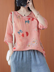 Retro Print Loose Short Sleeve T-Shirt