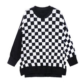 Retro Houndstooth Split-Side Sweater