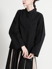 Women Irregular Lapel Long Sleeve Shirt