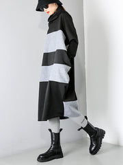 Women High Neck Pullover Contrast Dress