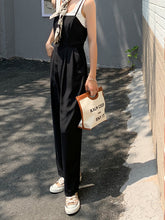 Simple Solid Color High Waist Suspenders Casual Jumpsuits