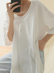 Casual Simple Solid Cotton T-Shirts