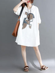 Loose Printed Hoodie Dress