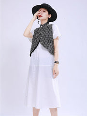 Irregular Split-Joint A Line Button Midi Dress