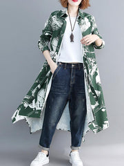 Loose Cropped Printed Long Shirt