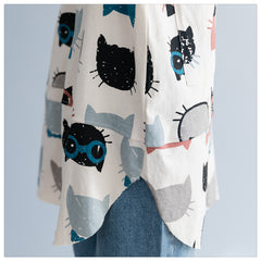 Women Literary Loose Print Short Sleeve T-Shirt