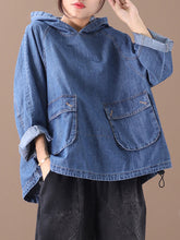 Original Solid Denim Hoodies&Sweatshirts