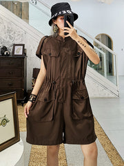 Original Drawstring Elasticity Waist Sleeveless Jumpsuits