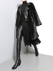 Adjustable Metal Button Split-Side Pleated Skirt