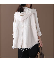 Loose Hooded Denim Short Coat