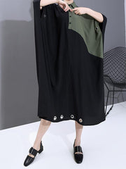 Loose Contrast Color Splicing Cropped Dress