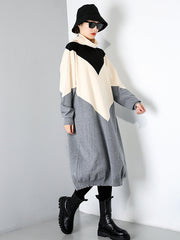 Women Hit Color High Neck Personality Stretch Dress