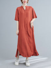 Loose V-Neck Skirt Short Sleeve Shirt