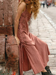 Flower Hollow Split-side Maxi Dress