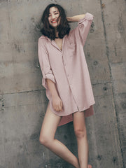 Three Pieces Solid Lapel Camisole Shirt  And Pant