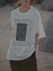 Women Print Loose All-Match Short-Sleeved T-Shirt